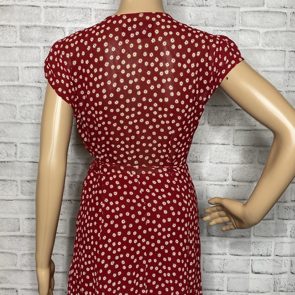 Reformation Red floral wrap Midi Dress - Picture 8 of 10